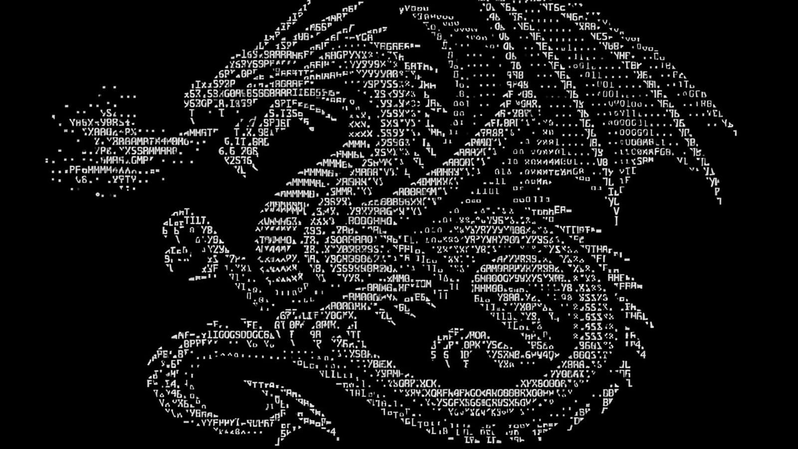 ASCII dragon breathing fire, side view